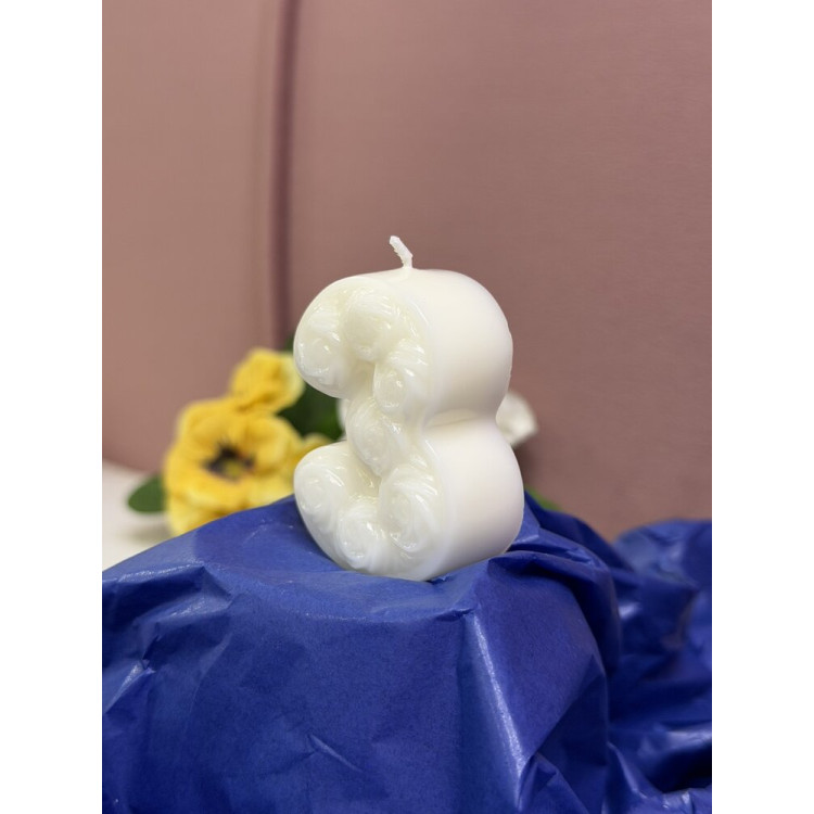 Натурална свещ за Рожден Ден цифра 3