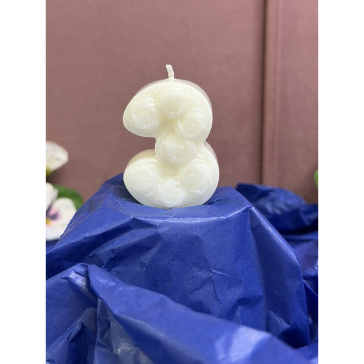 Натурална свещ за Рожден Ден цифра 3