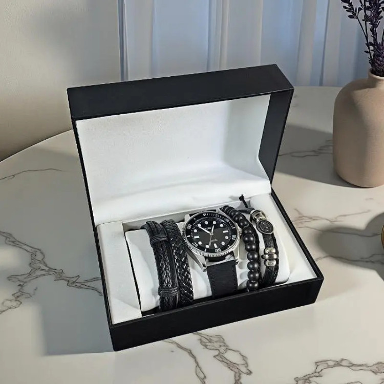 Подаръчен комплект Часовник с гривни Men's