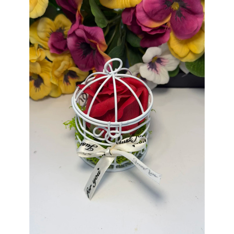 Сапунена роза в кафез Червена