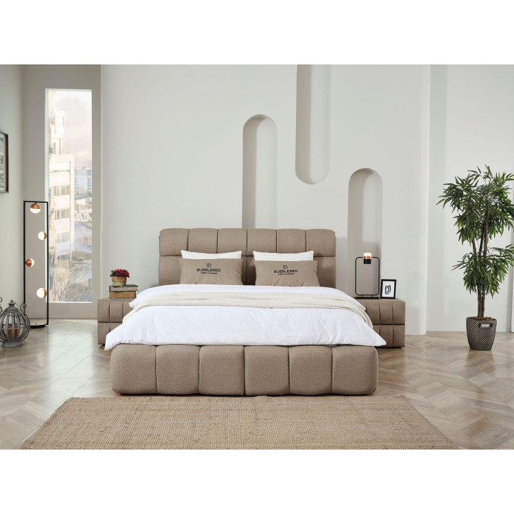 Тапицирано легло Bubble с матрак Бежово 140/200