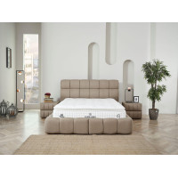 Тапицирано легло Bubble с матрак Бежово 140/200