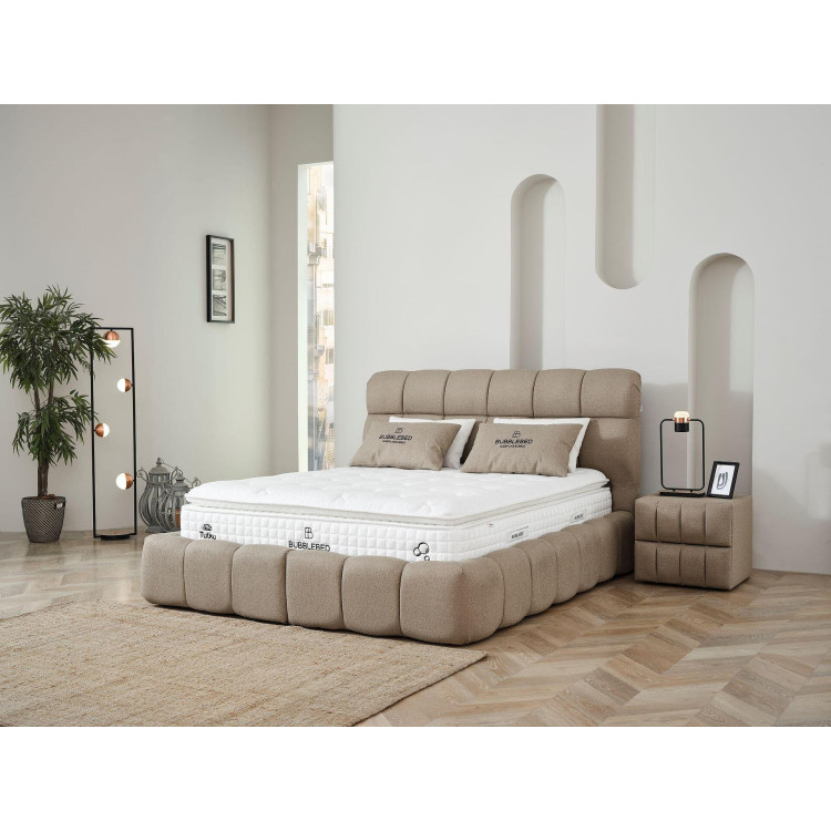 Тапицирано легло Bubble с матрак Бежово 140/200