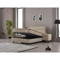 Тапицирано легло Ortaca с матрак бежово 90/200