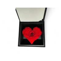 Луксозна кутия с естествена вечна роза сърце GB2 Corazon Red 02