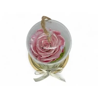 Естествена вечна роза в PVC купол Metallic Old Pink Whi 04